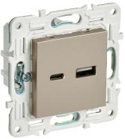 SKANDY Розетка USB A+C 18Вт SK-R13Sh шампань IEK