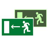 Знак наклейка E04 "Направление к эвакуационному выходу налево" (150х300) фотолюминесцентный ГОСТ 12.4.026-2015 EKF PROxima