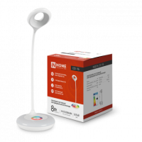 Светильник наст сд аккум ССО 11Б 8Вт 640Лм RGB, сенсор-диммер, USB-кабель БЕЛЫЙ IN HOME