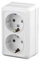 2Э-204-01 Intro Розетка 2х2P+E Schuko, 16А-250В, ОУ, б.м.п., Quadro, белый (10/100/1400)