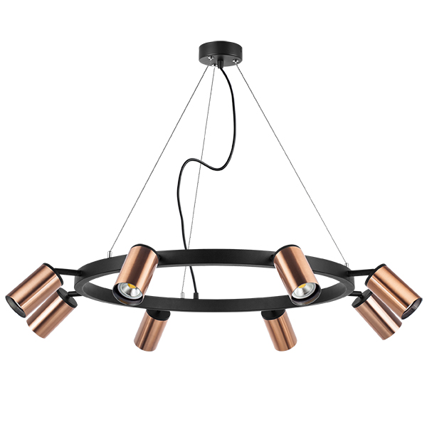 LR018308 Люстра RULLO 8х50W GU10 ЧЕРНЫЙ/МЕДЬ (571018+214430-8)