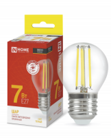 Лампа сд LED-ШАР-deco 7Вт 230В Е27 3000К 810Лм прозрачная IN HOME