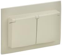 SKANDY Розетка 2-местная и крышкой 16А в сборе IP44 SK-R12B бежевый IEK