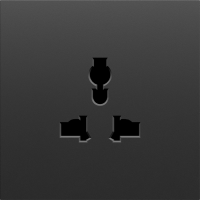 Накладка для  розетки мультистандарт, со шторками 16A 250 В~, черный графит, серия S08