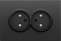 Накладка для розетки 2-й без заземления, со шторками 16A 250 В~, черный графит, серия S08
