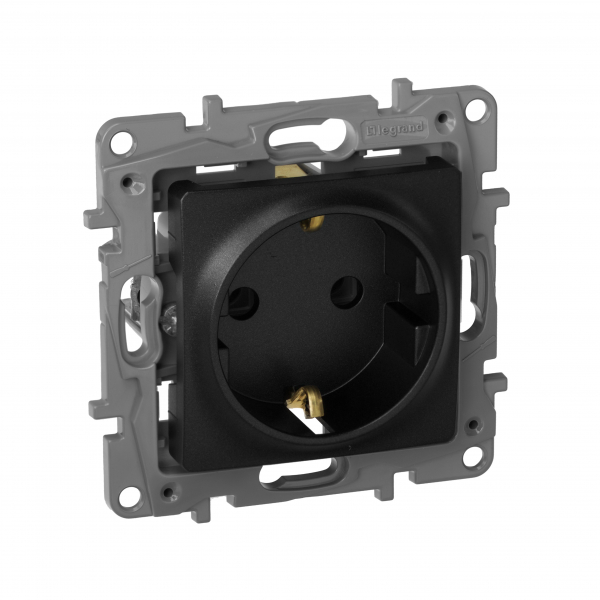 Legrand Etika Антрацит Розетка с/з  винт. клеммы  16А  250 В