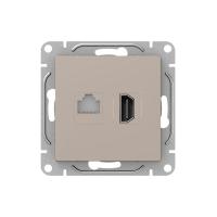 Механизм розетки HDMI+RJ45 (cat5), кремовый Эпика EKF