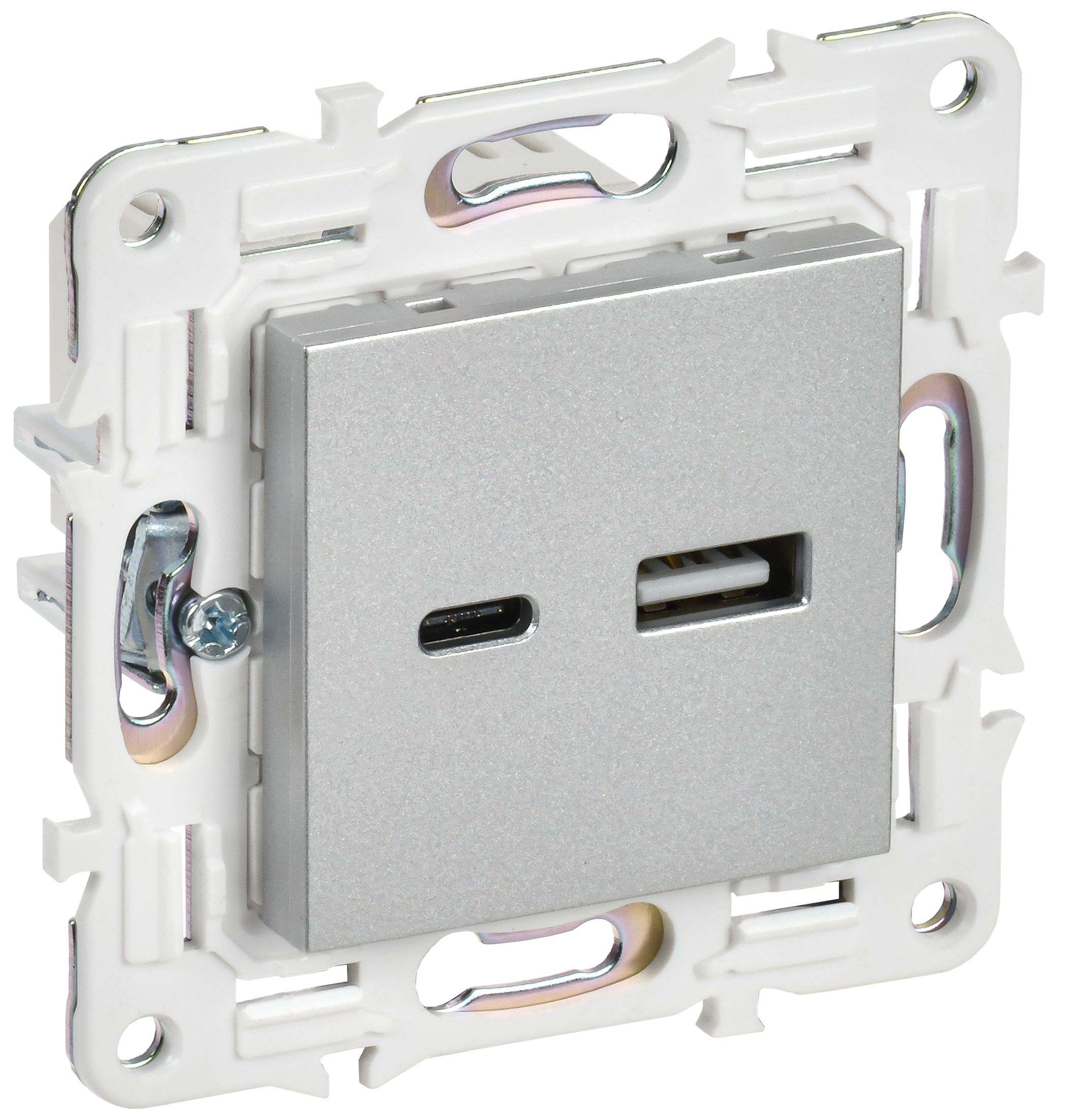 SKANDY Розетка USB A+C 18Вт SK-R13S серебряный IEK