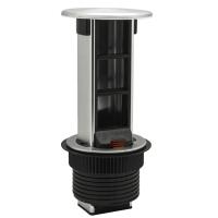 Настольный встраиваемый выдвижной розеточный блок Vertical 6 мод. (3 мод. 45х45), алюминий