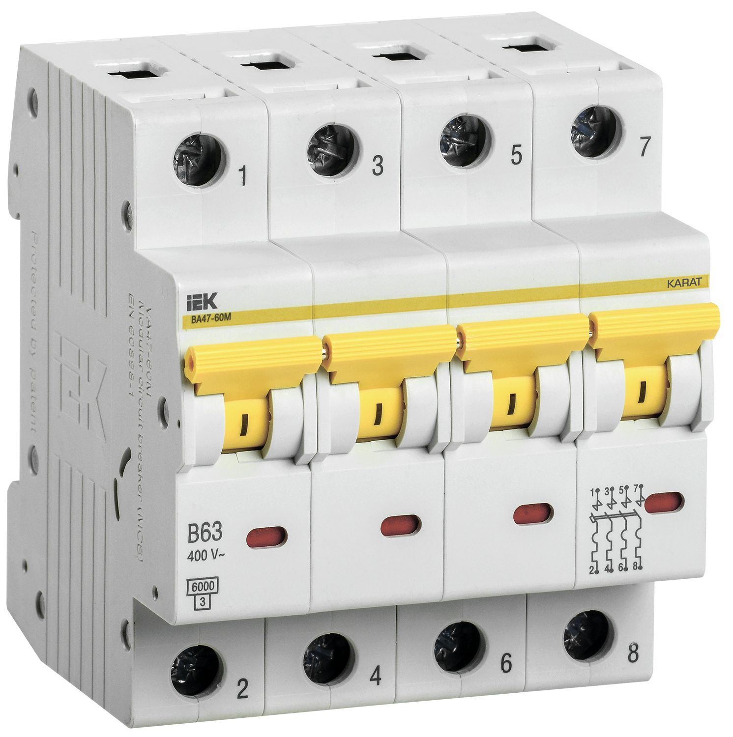 Автоматический выключатель ВА47-60M 4Р 63А 6кА B IEK