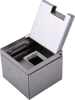 Лючок в пол 2 мод. (1 мод. 45х45 мм), нержавеющая сталь, (с уст. набором)