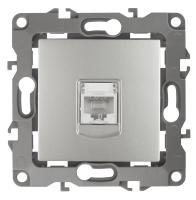 12-3107-03 ЭРА Розетка информационная RJ45, IP20, Эра12, алюминий (10/100/3200)