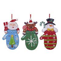 742297 Украшение новогоднее Праздничная варежка  L6 W1 5 H10 5 см  3в.