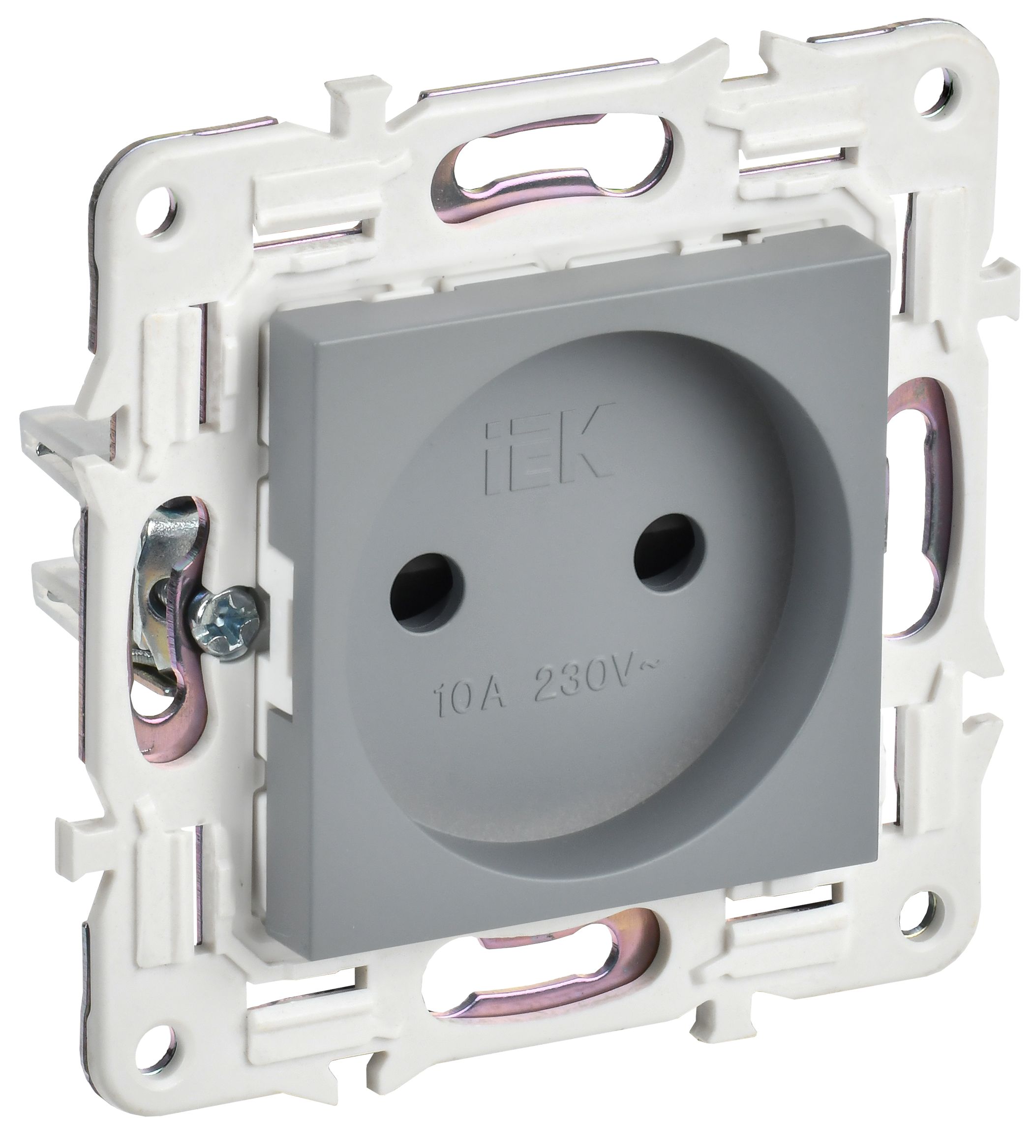 SKANDY Розетка без заземления с защитными шторками 10А SK-R01Gr серый IEK