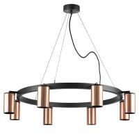 LR018308 Люстра RULLO 8х50W GU10 ЧЕРНЫЙ/МЕДЬ (571018+214430-8)