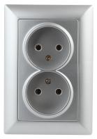 4-204-03 Intro Розетка 2х2P, 16А-250В, СУ, Solo, алюминий (10/100/1500)
