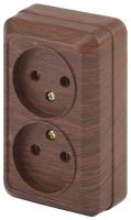 2-203-10 Intro Розетка 2х2P, 16А-250В, IP20, ОУ, Quadro, венге (10/100/2800)