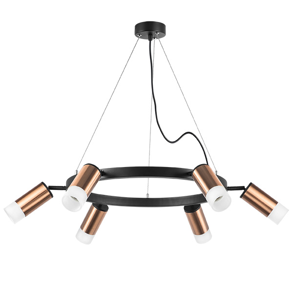 LR0163061 Люстра RULLO 6х50W GU10 ЧЕРНЫЙ/МЕДЬ (571016+214430-6+202431-6)