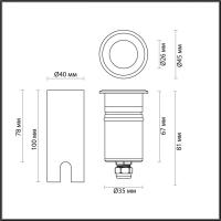 6660/1GL3 NATURE ODL26 689 черный/металл Встраиваемый грунтовый светильник IP67 LED 3W 3000K 12V/24V INGRO (нужен драйвер 357781/357782)