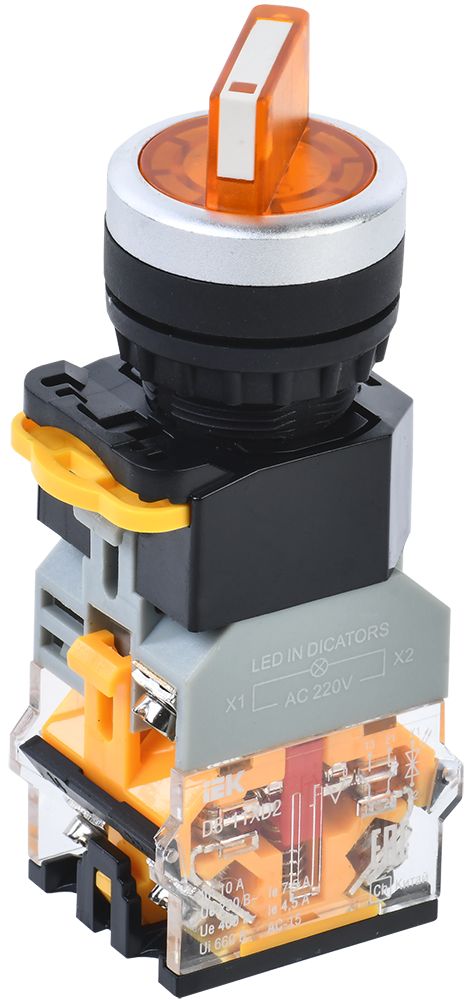 Переключатель D8-11XD2 на 2 положения 1з+1р с подсветкой желтый IEK