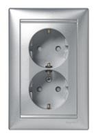 Legrand Valena Алюминий Розетка 2-ая с/з с защитными шторками литая
