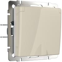 Розетка влагозащ. с зазем. с защит. крышкой и шторками (слоновая кость) W1171203