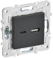 SKANDY Розетка USB A+C 18Вт SK-R13G графит IEK