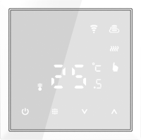 Термостат с датчиком пола с Wi-Fi, программируемый через приложение, белое стекло