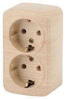 3-204-11 Intro Розетка 2х2P+E Schuko, 16А-250В, IP20, ОУ, Polo, сосна (12/240/2880)