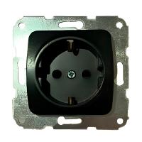 DEA Розетка 1-ая с/з с/у 16А мех. Черный Металлик KRANZ  