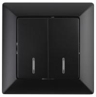 4-105-05 Intro Выключатель двойной с подсветкой, 10А-250В, СУ, Solo, антрацит (10/200/2400)