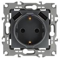 12-4109-12 ЭРА Розетка 2P+E 16A-250В, штор. с 2xUSB 5В-3А, Эра12, графит (10/100/2000)