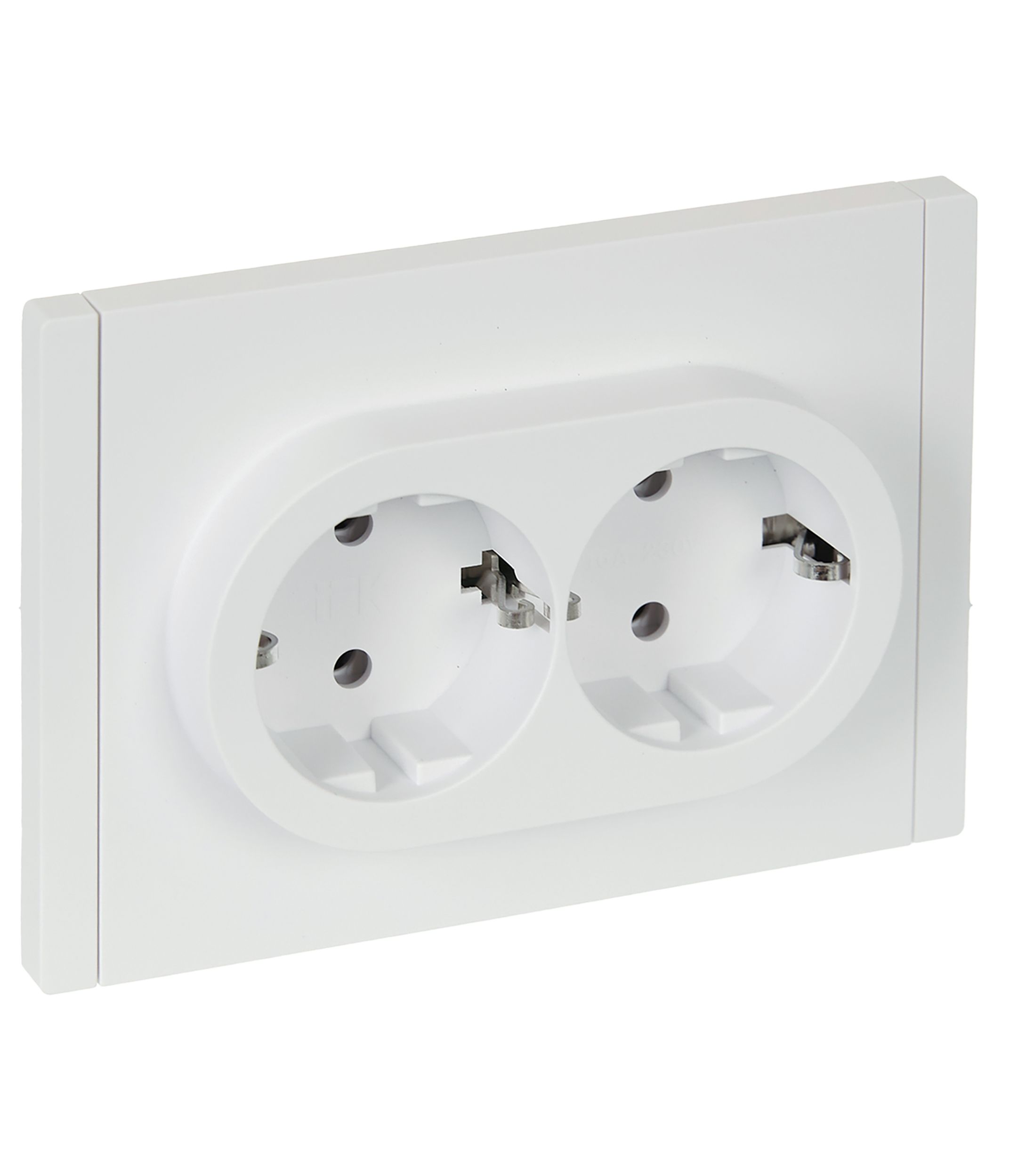 FORTE&PIANO Розетка 2-местная с заземлением без защитных шторок безвинтовое крепление 16А FP224 белый IEK