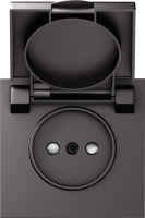 Накладка для розетки без заземления, с крышкой, 16A 250 В~, матовый титан, серия S08