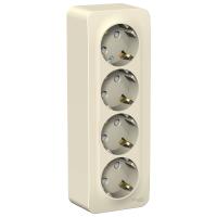 BLANCA О/У РОЗЕТКА 4-я с заземл. со шторк. ИЗОЛ.ПЛ.,16А, 250В, МОЛОЧНЫЙ