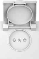 Накладка для розетки без заземления, с крышкой, 16A 250 В~, матовый белый, серия S08