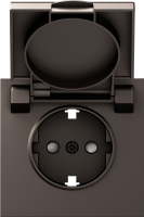 Накладка для розетки Schuko с заземлением, с крышкой, 16A 250 В~, мокко, серия S08