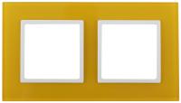 14-5102-21 ЭРА Рамка на 2 поста, стекло, Эра Elegance, жёлтый+бел (5/50/1200)