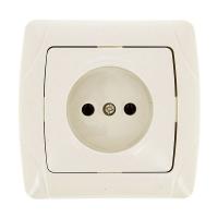 Мадрид Розетка 1-местная 10А без заземления бежевая EKF
