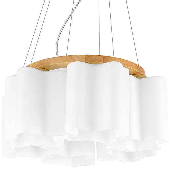 802165 Подвес NUBI LEGNO 6х40W E27 СВЕТЛОЕ ДЕРЕВО/БЕЛЫЙ