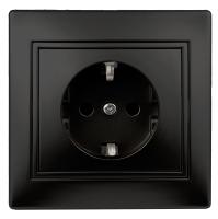 1-206-05 Intro Розетка 2P+E Schuko со шторками, 16А-250В, IP20, СУ, Plano, антрацит (10/200/2000)