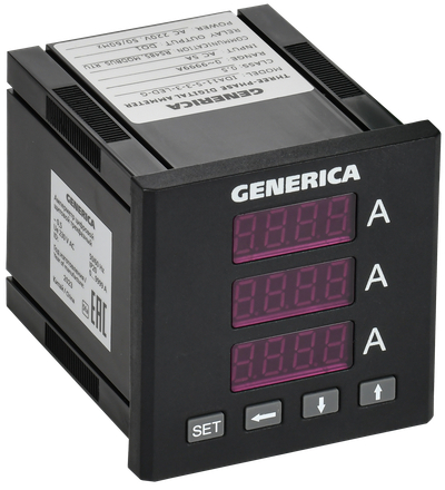 Амперметр цифровой щитовой трехфазный DO RS-485 72х72мм LED GENERICA