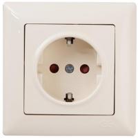 MD2912116 Розетка 1х с заземлением со шторками крем