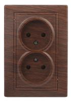 1-204-10 Intro Розетка 2х2P, 16А-250В, IP20, СУ, Plano, венге (10/100/1500)
