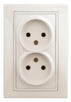 Розетка Intro Plano 1-204-02 без заземления двойная 2х2P, 16А-250В, IP20, СУ, Plano, слоновая кость