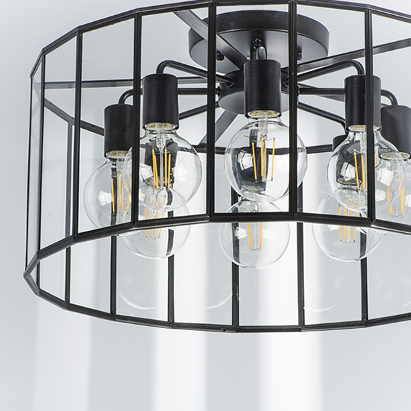 798287 Люстра GENNI 8х40W E27 ЧЕРНЫЙ МАТОВЫЙ/ПРОЗРАЧНЫЙ