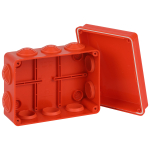 KORv-150-110-70-10g-OR-FR  Распаячная коробка ЭРА KORv-150-110-70-10g-OR-FR ОП огнестойкая 150х110х70мм оранжевая с гермовводами 10 вх. IP55