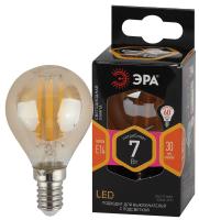 Лампочка светодиодная ЭРА F-LED P45-7W-827-E14 gold E14 / Е14 7Вт филамент шар золотистый теплый белый свет