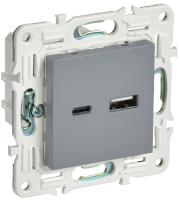 SKANDY Розетка USB A+C 18Вт SK-R13Gr серый IEK