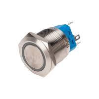 Кнопка антивандальная Ø22 12В(LED) Б/Фикс (5с) OFF-(ON) / ON-(OFF) подсв/красная REXANT